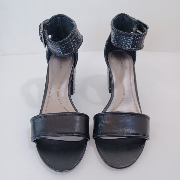 Tahari Heels Adam Open Toe Ankle Strap Black Reptile Block Heel Womens 7 - Picture 4 of 15